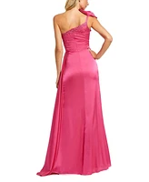 Mac Duggal Women's Satin One Shoulder Gown w/ Embellished Bow