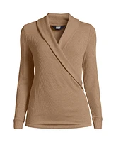 Lands' End Women's Long Sleeve Brushed Rib Wrap Top