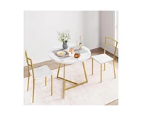 Round Dining Table Set for 2, Modern Kitchen Table Chairs Set of 2,Small Dining Room Table Set with 2 Upholstered Chairs, Furniture Set Dinette for Sm