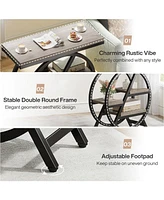 Tribesigns End Table Set of 2, 3-Tier Narrow End & Side Table with Storage and with Geometric Metal Frame, Industrial Nightstand and Bedside Table