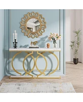 Tribesigns 55 inch Faux Marble Entryway Table Narrow Long Sofa Table, Modern Accent Table