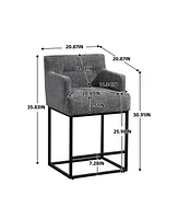 The Pop Home Set of 2 High Quality Counter Height Bar Stools,Black Metal Frame Bar Chairs with Backs-The Pop Home