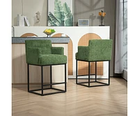 The Pop Home Set of 2 High Quality Counter Height Bar Stools,Black Metal Frame Chairs with Backs-The