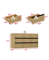 Homsee Brown 6-Drawer Wood Double Dresser Chest of Drawers