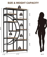 gaomon Retro Open Bookshelf, Tall Storage Rack with 9 Tiers, Display Shelf, Indoor Plant Stand, Storage Rack, Multifunctional Shelf