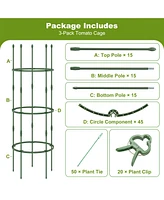 Sugift 3-Pack Garden Trellis 40 Inch Tall Plant Support Stands with Clips and Ties