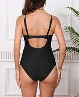 Cupshe Maternity Ruched Shell Stitched Back Cutout One Piece Swimsuit