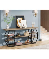 Tribesigns Industrial Sofa Table Behind Couch with 6 Storage,70.9 Inch Extra Long Console