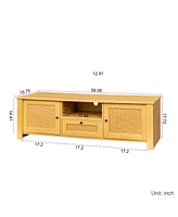 Slickblue Farmhouse Tv Stand Modern Wood Media Entertainment Center Console with 2 Doors and 1 Open Shelf