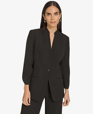 Calvin Klein Women's Mandarin Collar One-Button Blazer