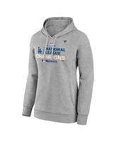 Fanatics Women's Heather Gray Los Angeles Dodgers 2024 National League Champions Locker Room Pullover Hoodie