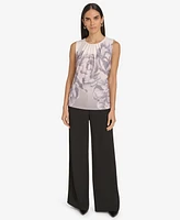 Calvin Klein Women's Printed Pleated-Neck Sleeveless Top