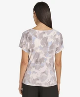 Calvin Klein Women's Printed Cowlneck Short-Sleeve Top