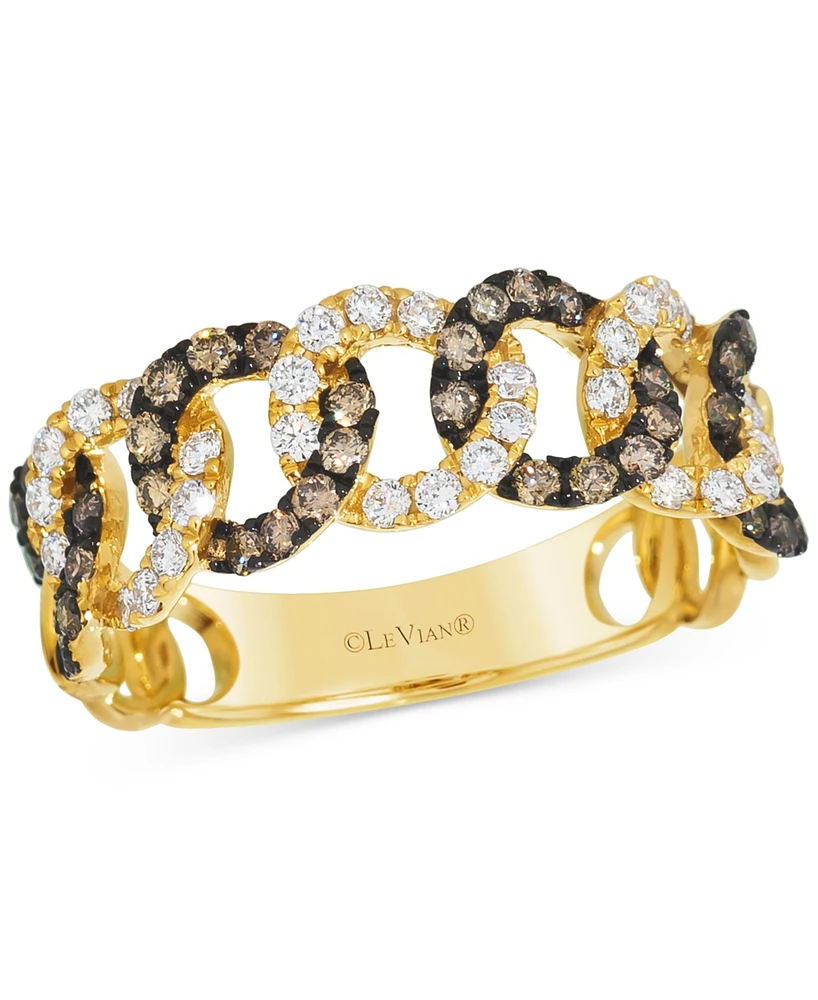 Le Vian Chocolatier Vanilla Diamond & Chocolate Diamond Chain Link Inspired Ring (3/4 ct. t.w.) in 14k Gold