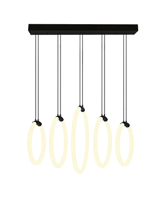 Cwi Lighting 20" Metal Hoops 5 Light Led Chandelier