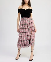 En Saison Women's Lyra Tiered Midi Skirt