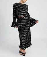 En Saison Women's Darlene Polka-Dot Swing Top