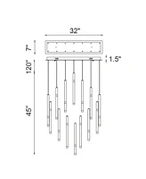 Cwi Lighting 46" Metal Flute 14 Light Led Chandelier