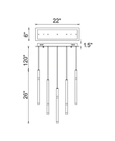 Cwi Lighting 26" Metal Flute 5 Light Led Chandelier