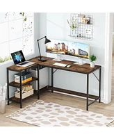 Tribesigns L Shaped Desk with Storage Shelves, Reversible Computer Desk Gaming Desk for Home Office Workstation