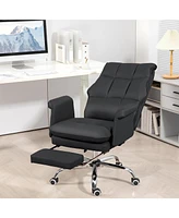 Homcom Executive Office Chair with Footrest, Ergonomic, Reclining, White