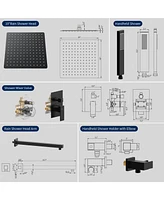 Slickblue Male Npt Matte Black Shower System - Rain Shower Head and Handheld Faucet Set for Bathroom