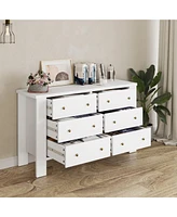 gaomon White Dresser for Bedroom, 6 Drawer Dresser with Metal Handle, Dresser Organizer