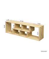 Slickblue Double L-Shaped Tv Stand - Fir Wood Display Shelf and Bookcase for Home Furniture