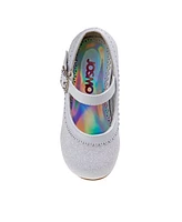 Josmo Toddler Dress Glitter Mary Jane Wedding Party Heels Flower Shoes with Hook and Loop Buckle