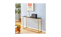 Slickblue Faux Marble Console Table for Entryway - Stylish Sofa Table with Metal Frame for Living Room