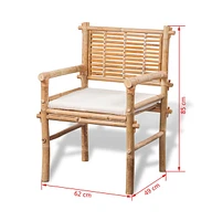 vidaXL 3 Piece Bistro Set with Cushions Bamboo