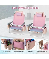 Sugift 2 Pieces Folding Backpack Beach Chair with Pillow