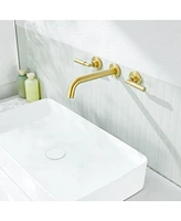 Flynama 2-Handle Wall Mounted Faucet in Brushed Gold