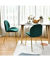 Gymax 4PCS Velvet Dining Chair Accent Leisure Armless Side Green