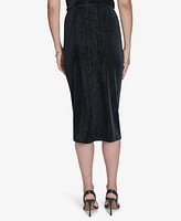 Halston Women's Velvet Pull-On Midi Skirt