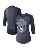 Fanatics Women's Navy New York Yankees 2024 World Series Tri-blend 3/4-sleeve T-shirt