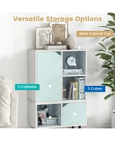 Gymax Stackable Bookcase Combination Lattice Cabinet Floor Open Bookshelf Adjustable