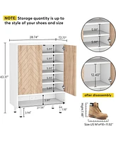 Tribesigns 6-Tier Shoe Cabinet, 18 Pair Rack Organizer Cabinet with Door and Shelves for Entryway Hallway Closet