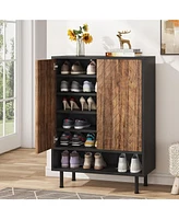 Tribesigns 6-Tier Shoe Cabinet, 18 Pair Rack Organizer Cabinet with Door and Shelves for Entryway Hallway Closet