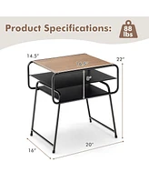 Gymax 2 Pcs 3-tier Side End Sofa Display Table Nightstand for Bedroom Living Room