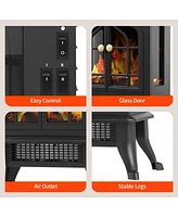 Sugift 2000W Electric Fireplace Stove Heater Space Heater with 3D Flame Effect