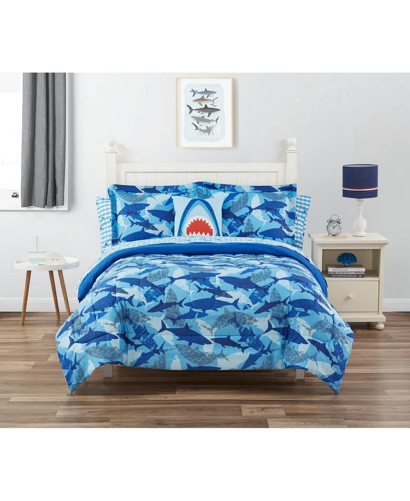 Alex + Bella Shark Bite Dark Blue 6-Piece Microfiber Comforter Set - Twin