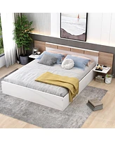 Slickblue Platform Bed with Headboard, Built-In Shelves, Usb Ports, and Power Sockets