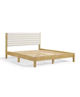 Furniture of America Adin Queen Platform Bed with Boucle Upholstery