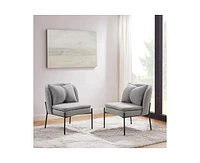 Homlux Modern Accent Chair Linen Upholstered Single Sofa Chair with Pillow Leisure Armless Side Chair for Living Room&Bedroom,Gray