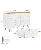 Tribesigns 6 Drawer Dresser, 47" Modern Wood Storage Organizer Chest of Drawers