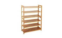 Slickblue 6-Tier Rectangular Wicker Shoe Rack Stylish Storage Solution for Shoes and Accessories