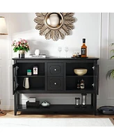 Slickblue Sideboard Buffet Console Table, Media Cabinet with Adjustable Shelves, Black