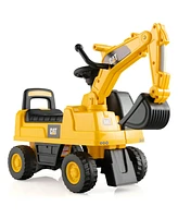 Gymax Licensed Caterpillar Kids Rid-On Digger Excavator Toy w/ Rotatable Digging Bucket & Hidden Storage