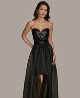 Donna Karan New York Women's Sequin Organza-Overlay Bow-Waist Gown